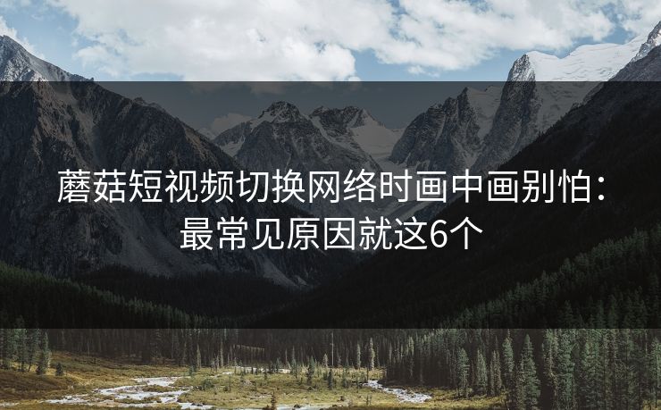 蘑菇短视频切换网络时画中画别怕：最常见原因就这6个